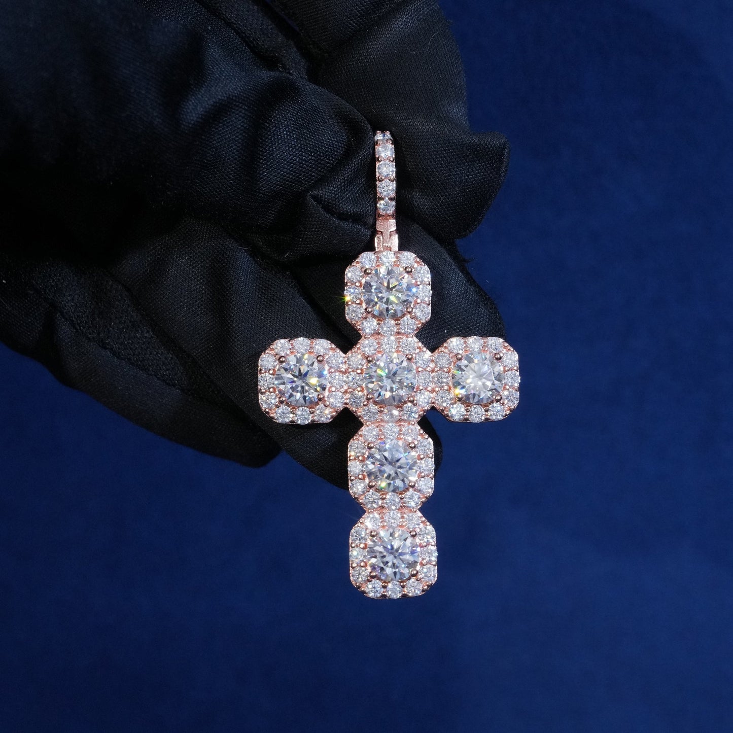 Moissanite Clustered Cross Pendant