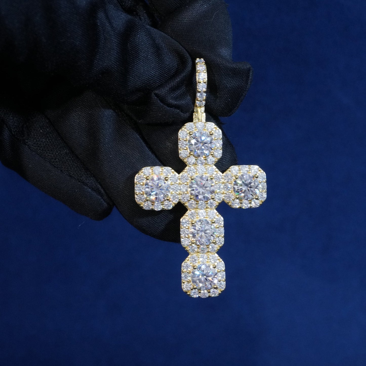 Moissanite Clustered Cross Pendant
