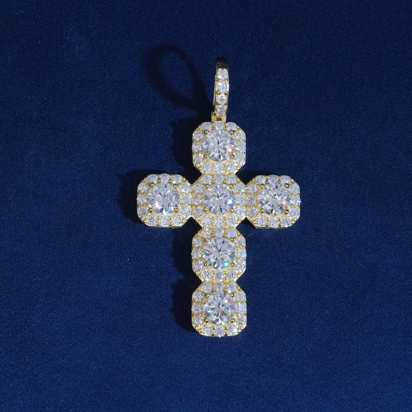 Moissanite Clustered Cross Pendant