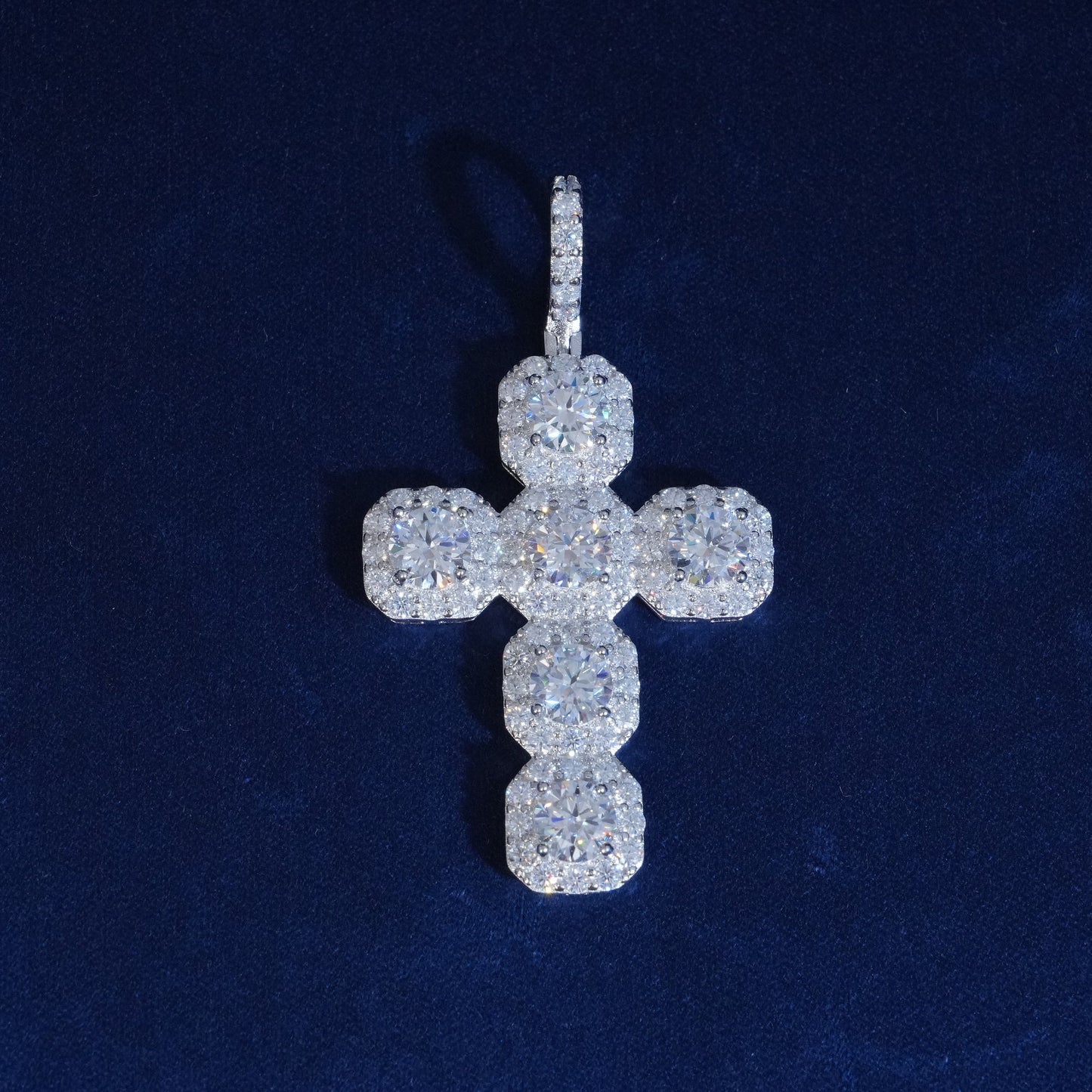 Moissanite Clustered Cross Pendant