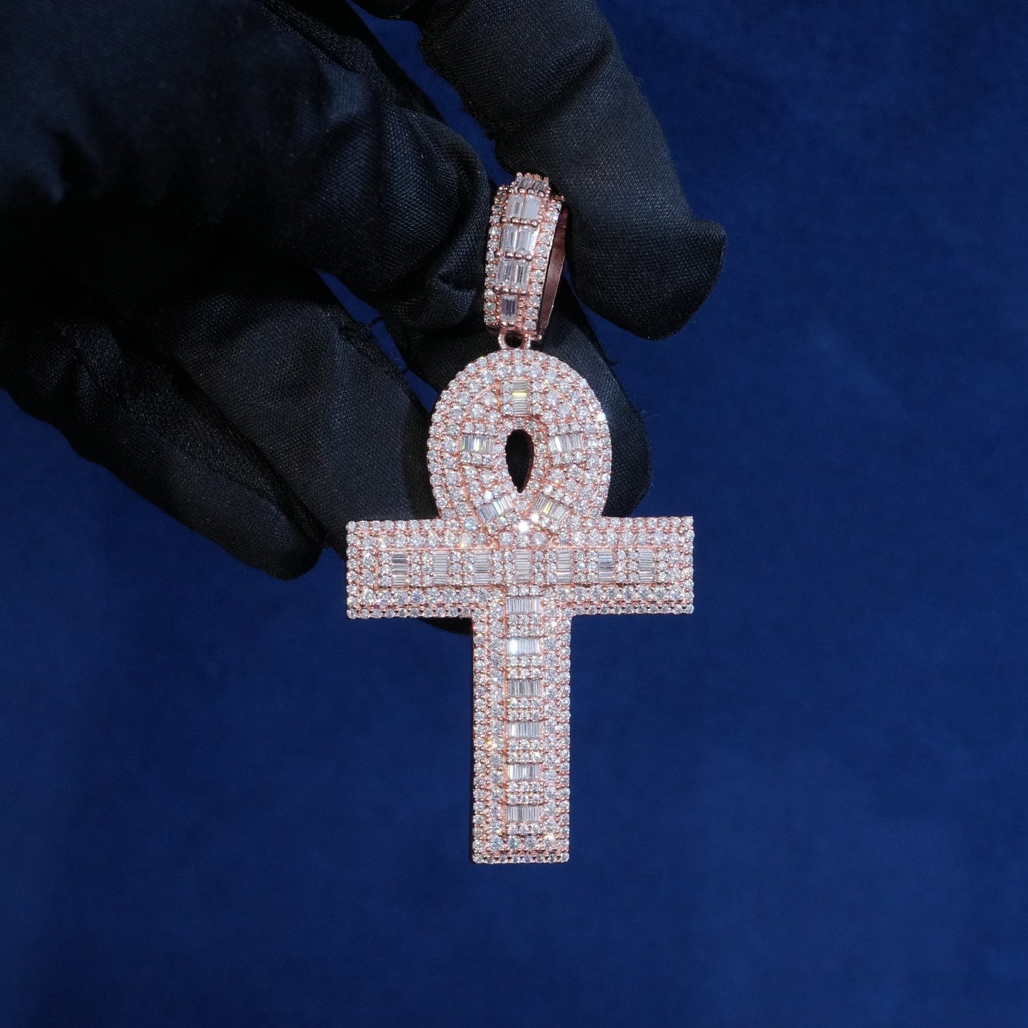 Moissanite Layered Ankh Cross Pendant