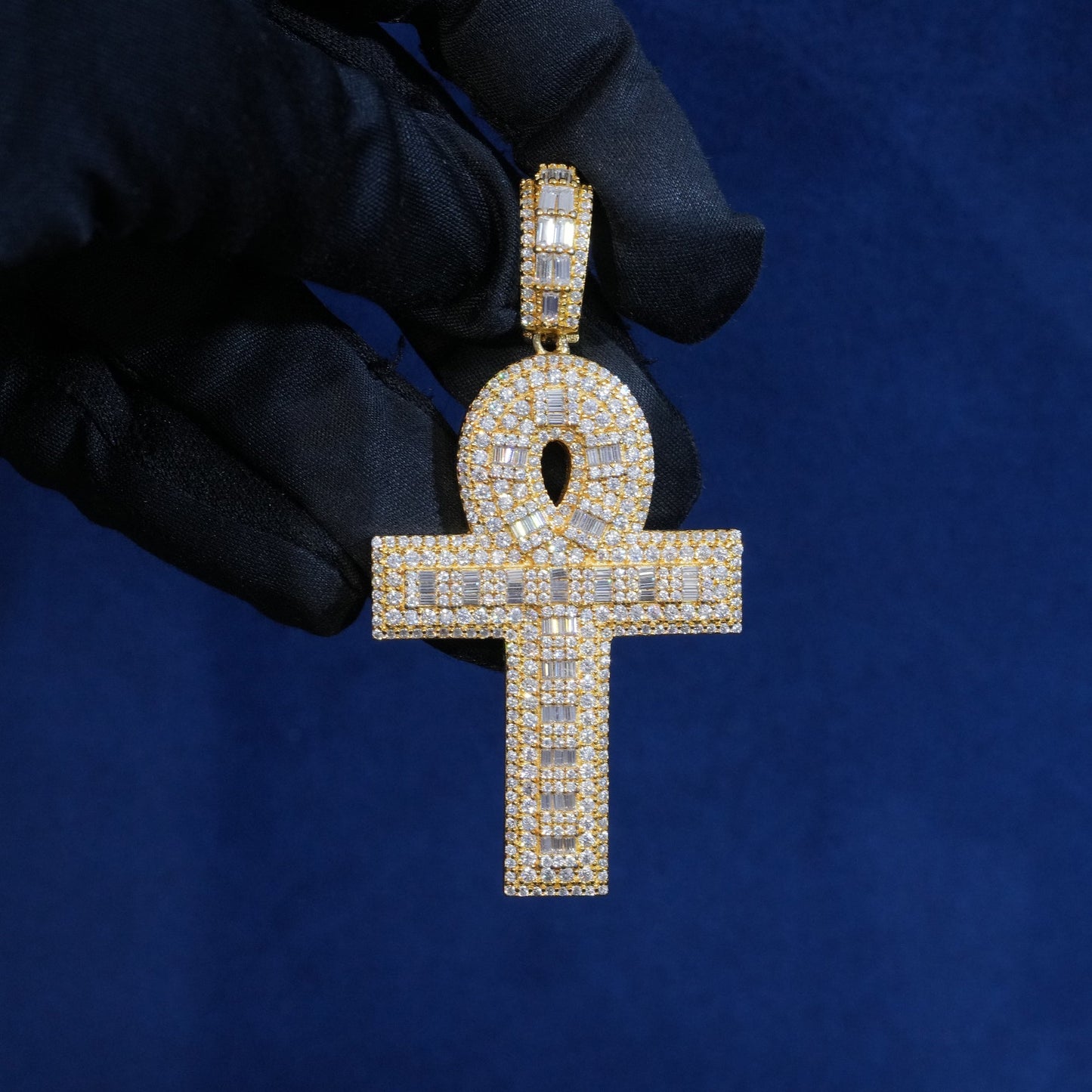 Moissanite Layered Ankh Cross Pendant