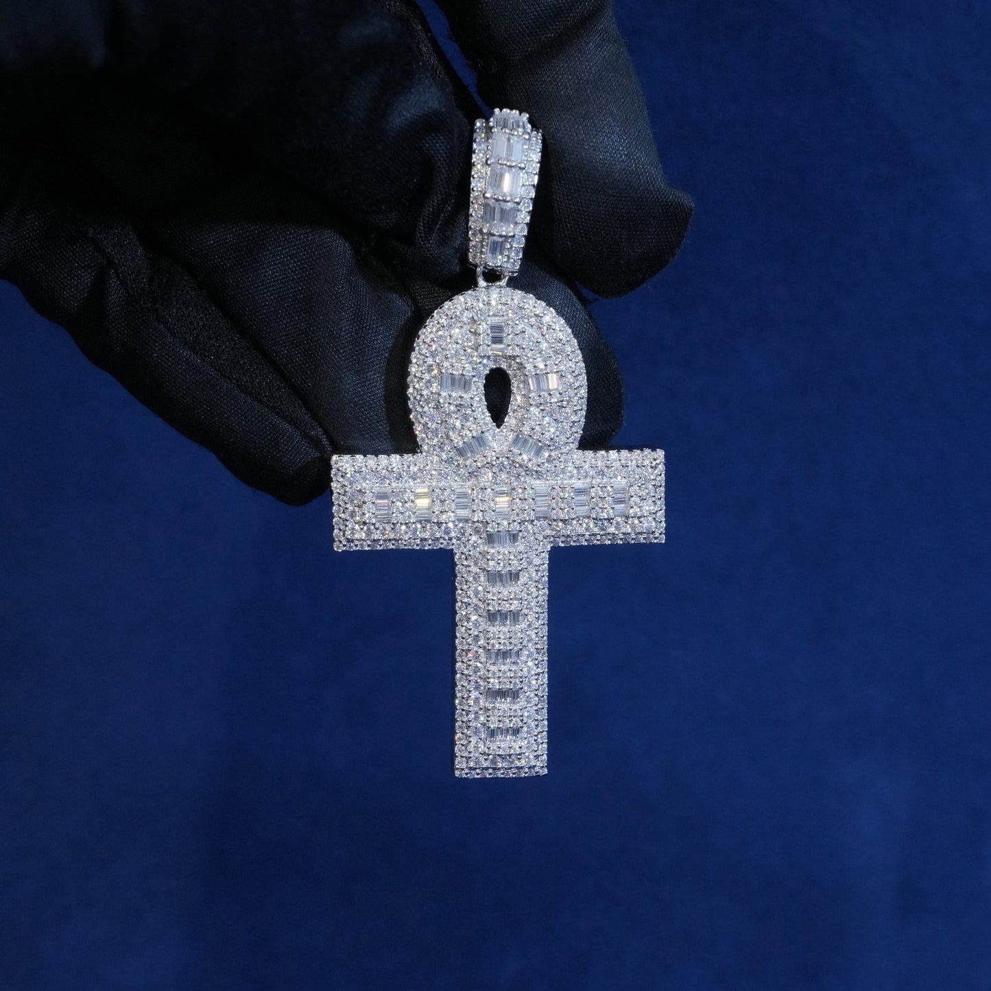 Moissanite Layered Ankh Cross Pendant