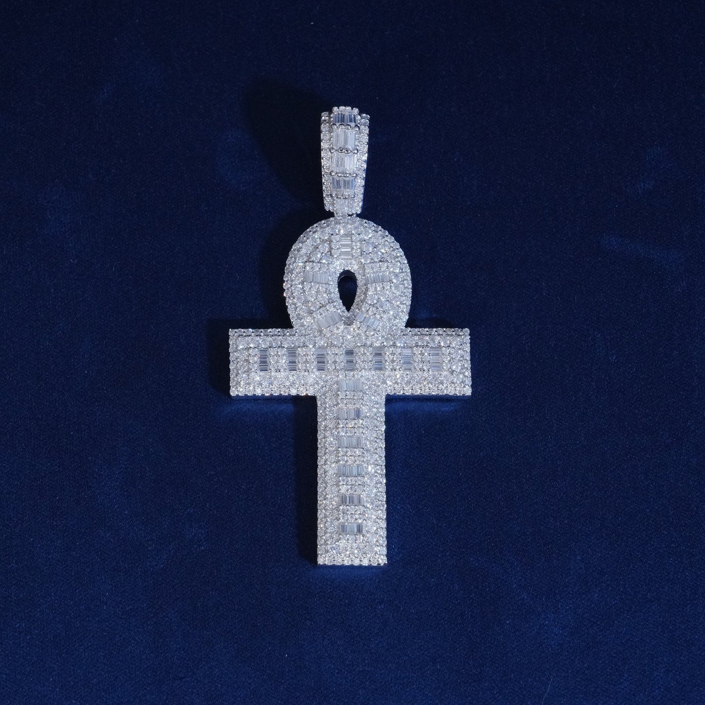 Moissanite Layered Ankh Cross Pendant