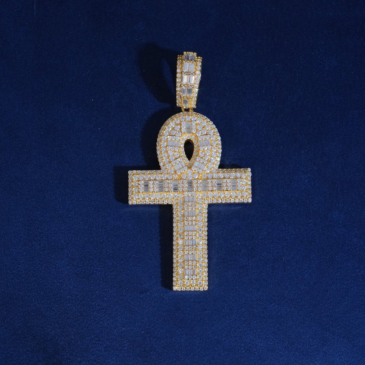 Moissanite Layered Ankh Cross Pendant