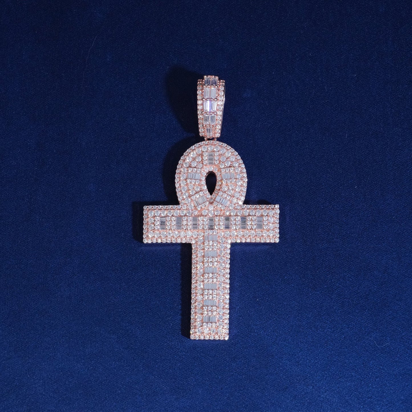 Moissanite Layered Ankh Cross Pendant