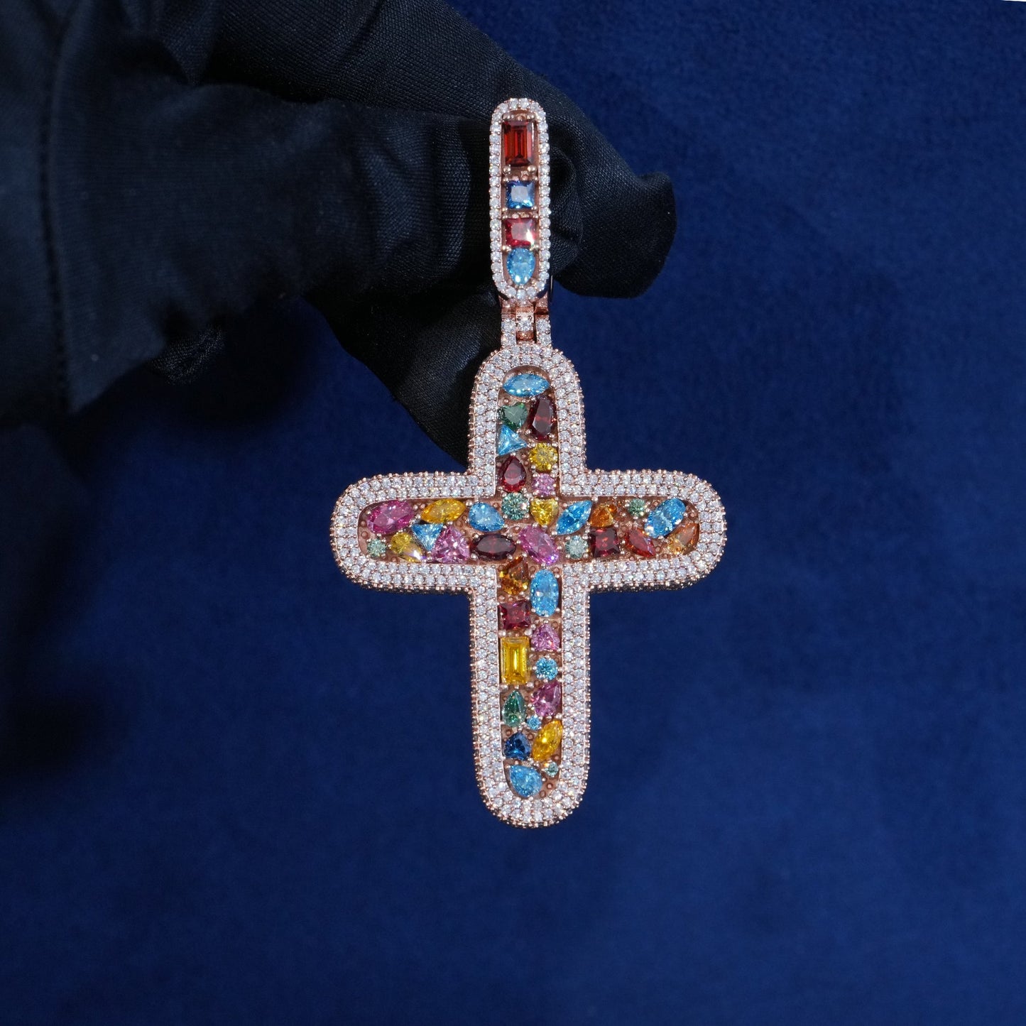 Diamond Colorful Cross Pendant