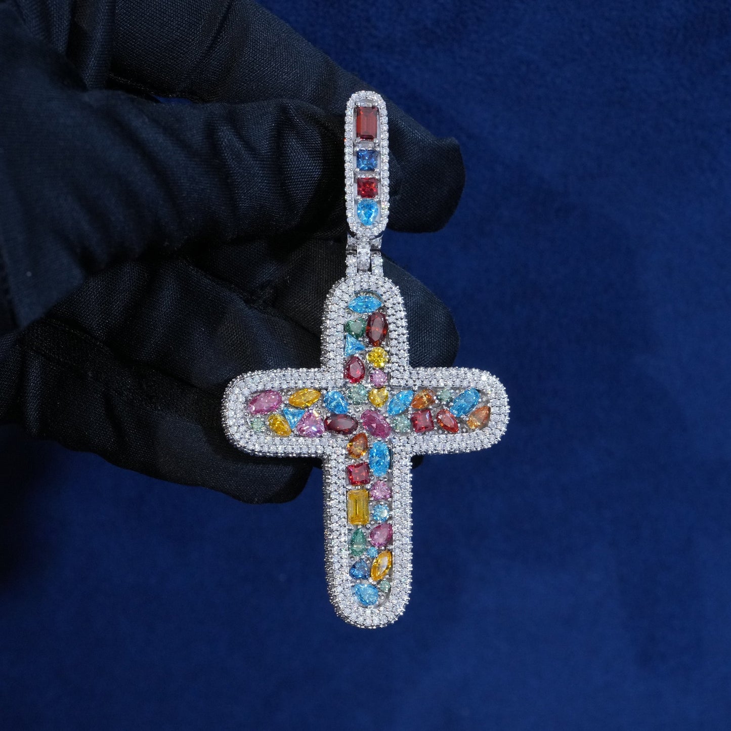 Diamond Colorful Cross Pendant
