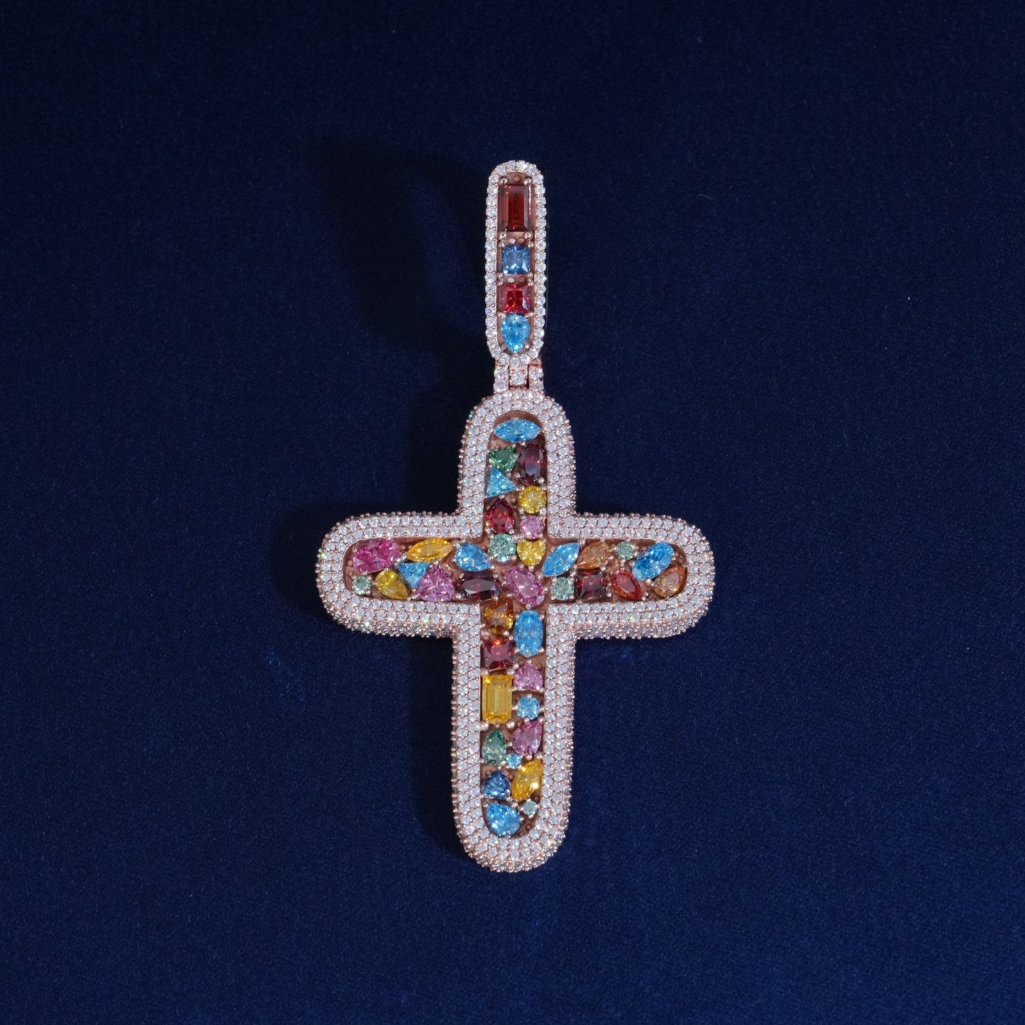 Diamond Colorful Cross Pendant