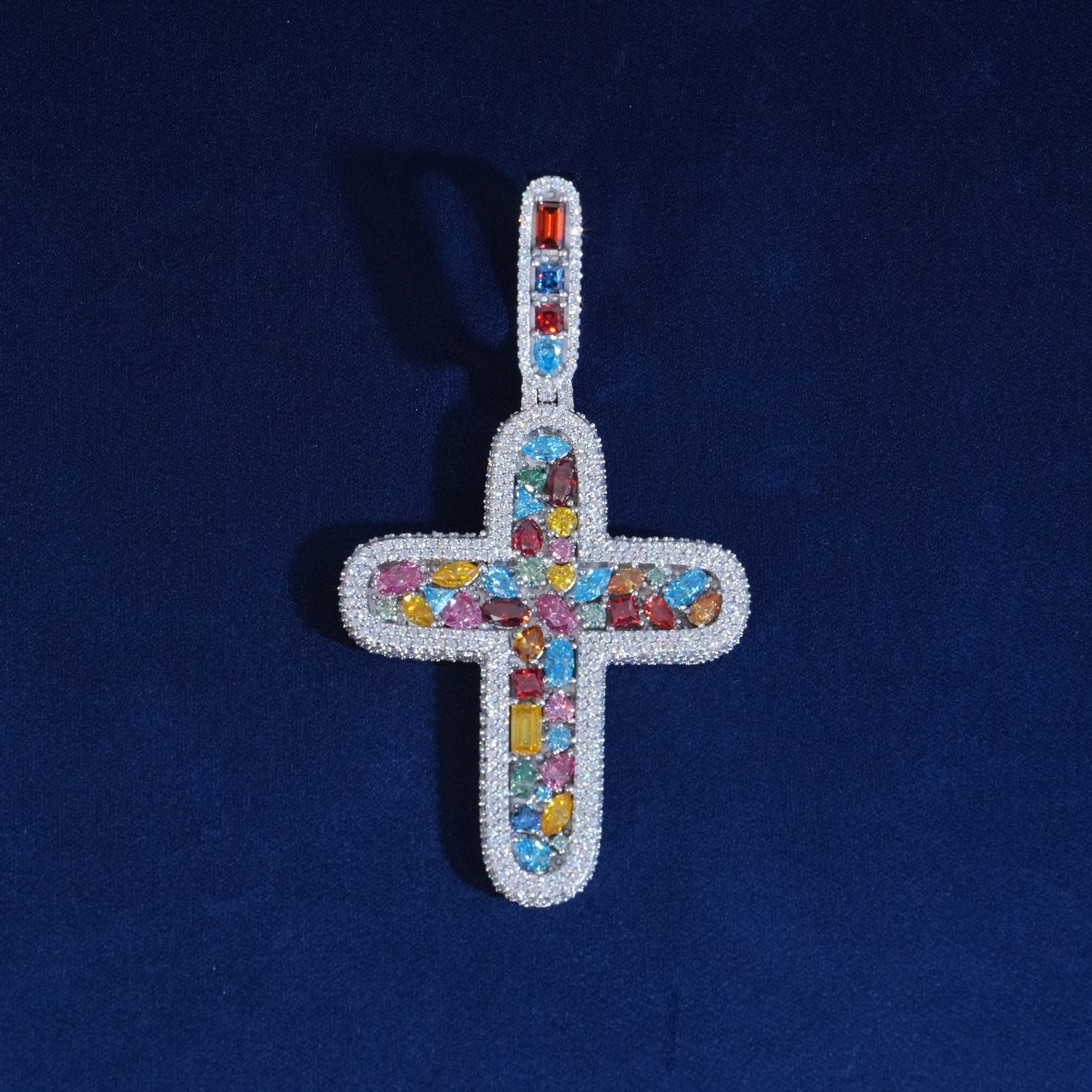 Diamond Colorful Cross Pendant