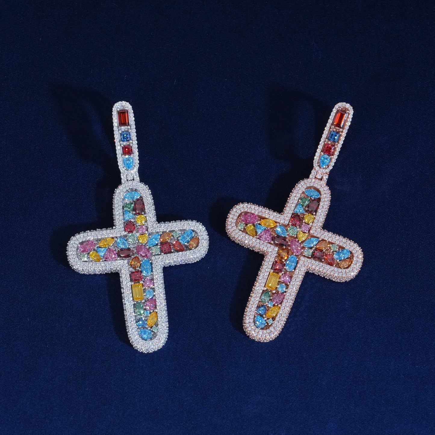 Diamond Colorful Cross Pendant