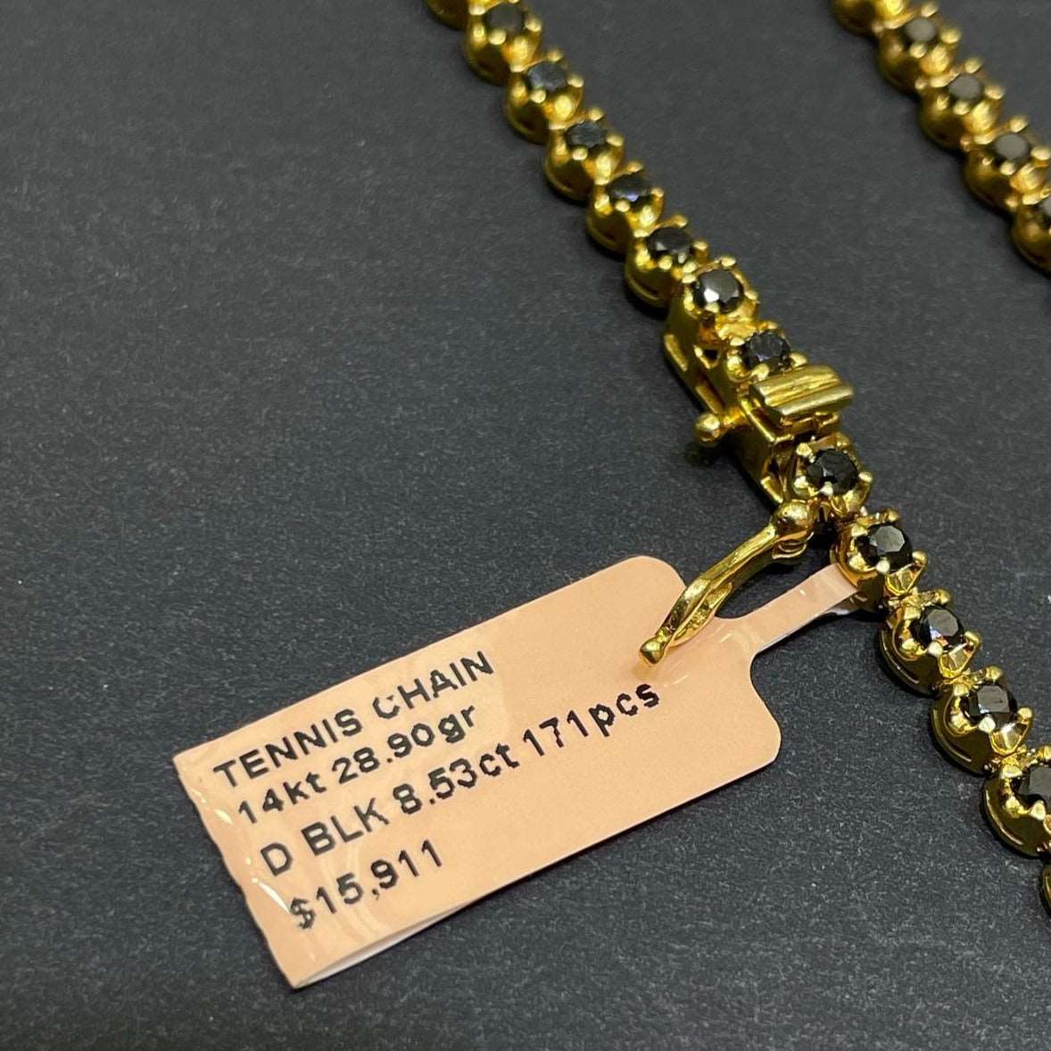 14k Black Diamond Tennis Chain 3.5-4.5MM