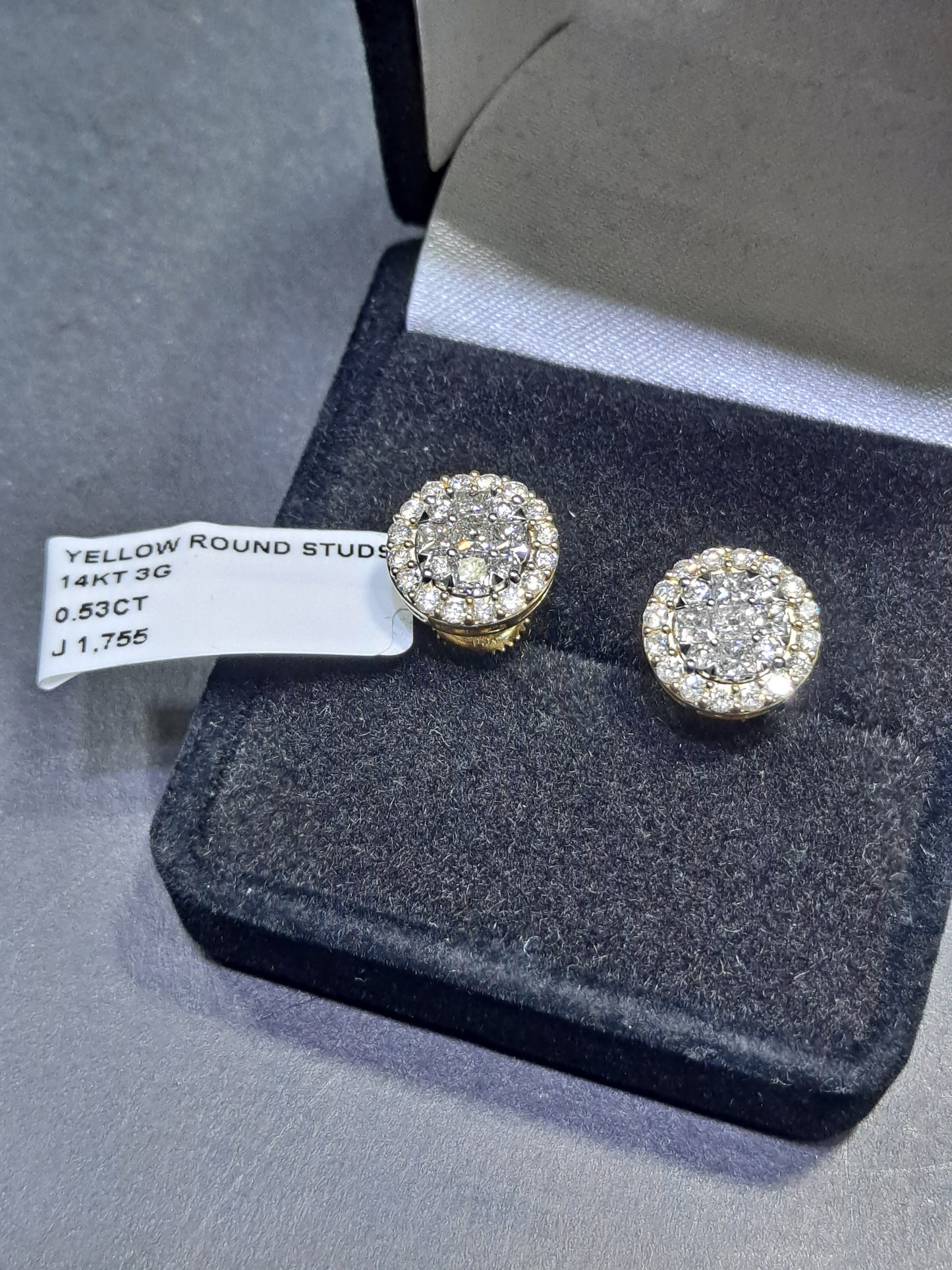 Diamond Cluster Stud Earrings | .53 ct t.w. 14k Yellow Gold