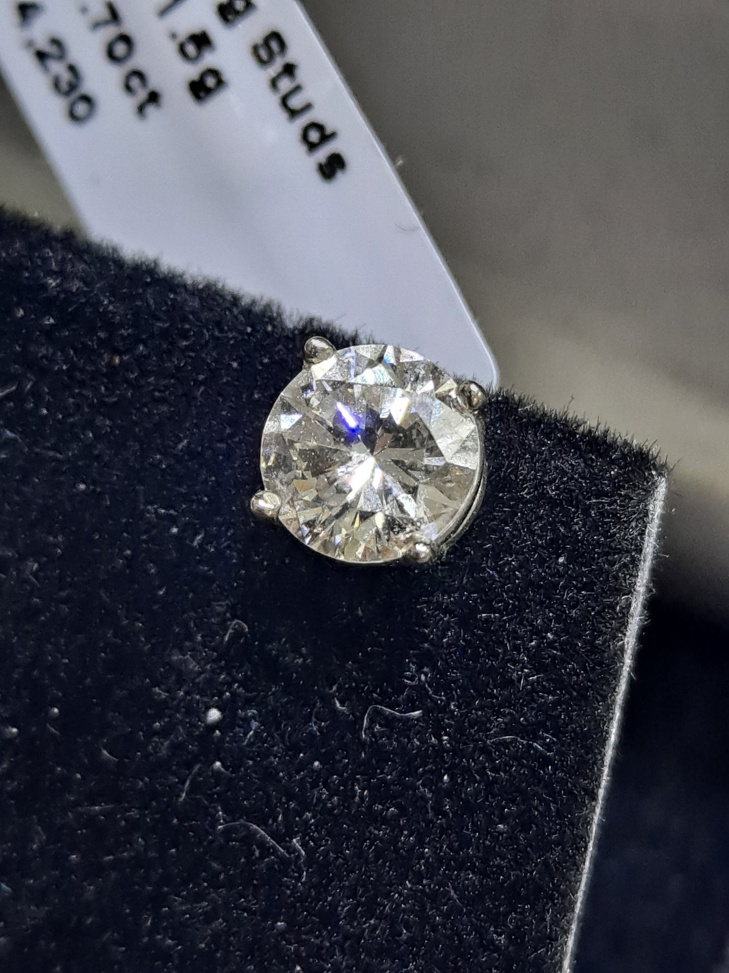 Diamond Stud Earrings .85 CTS EACH 1.70 CTS T.W.