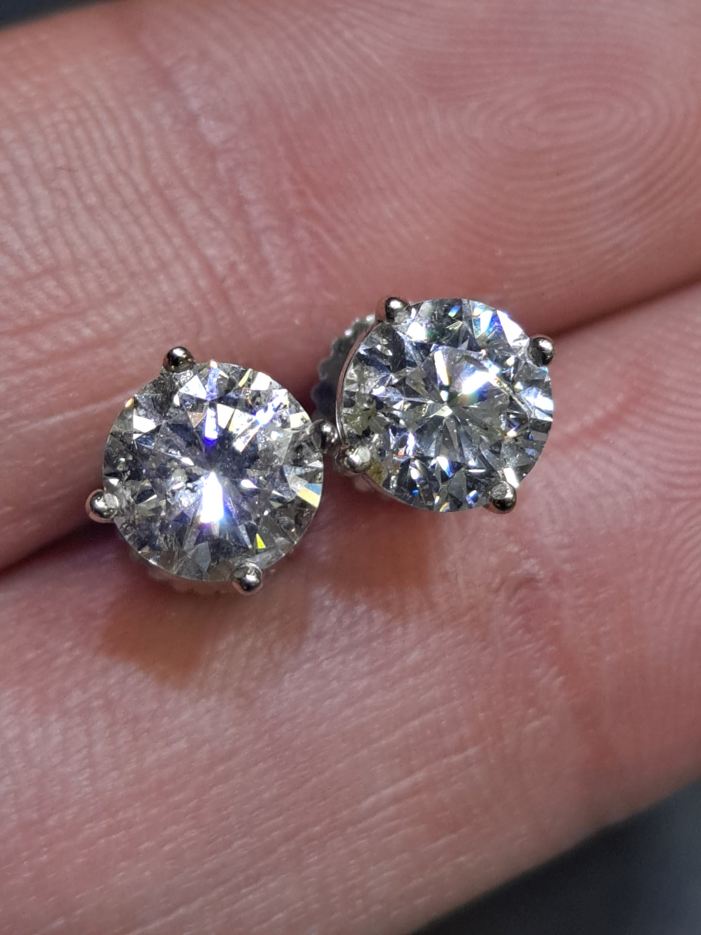 Diamond Stud Earrings .85 CTS EACH 1.70 CTS T.W.