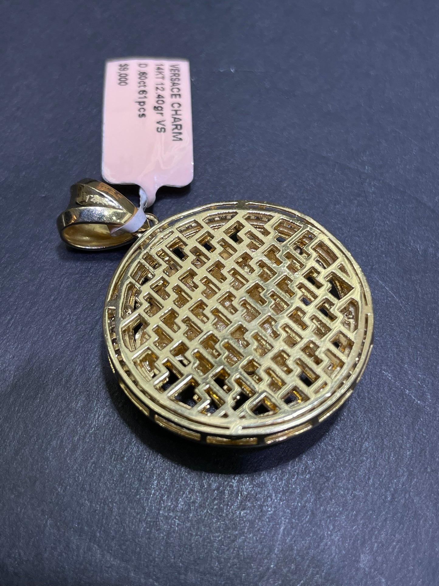 14k New ICED DIAMOND MEDUSA CHARM PENDANT