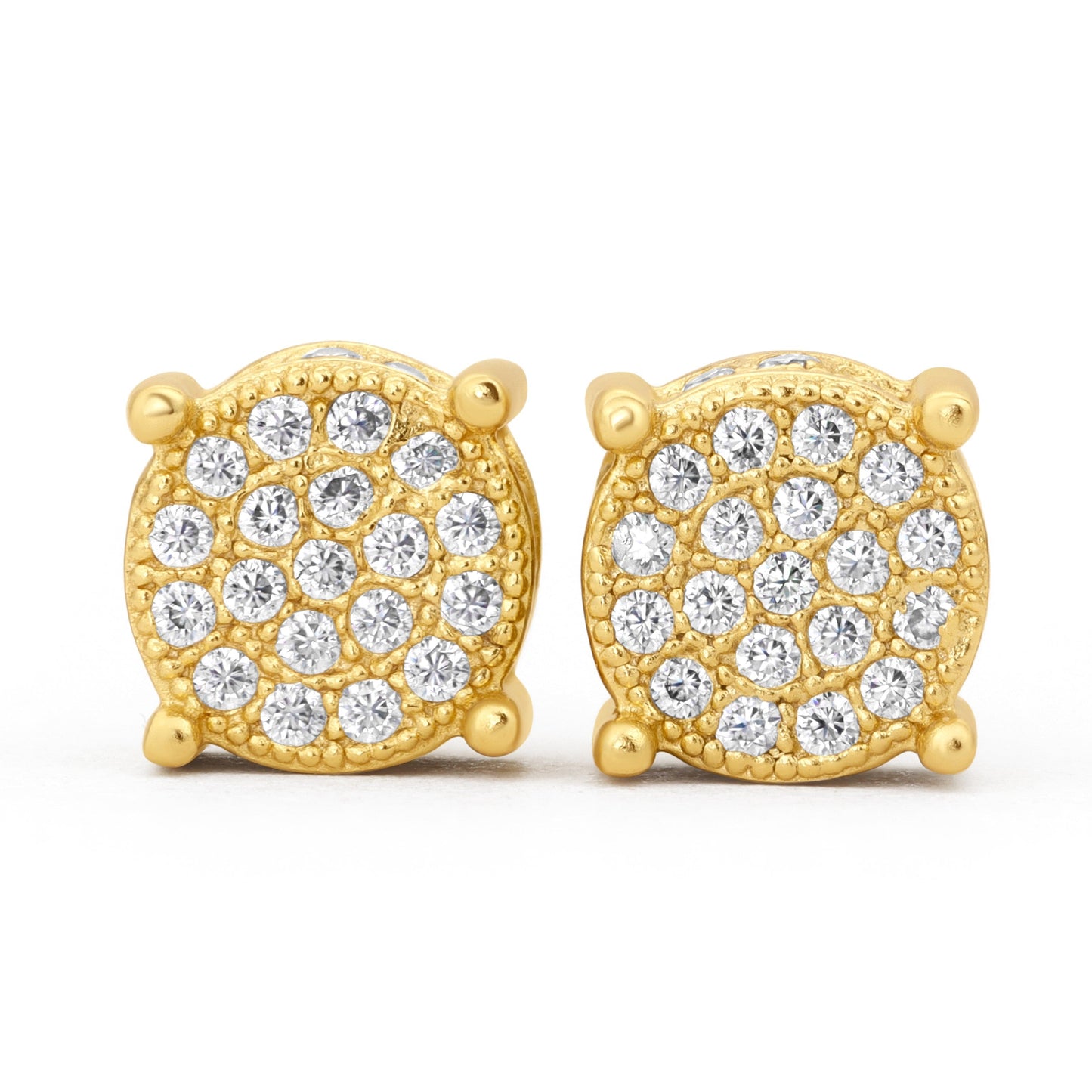 Round Micro Pave Moissanite Stud Earrings