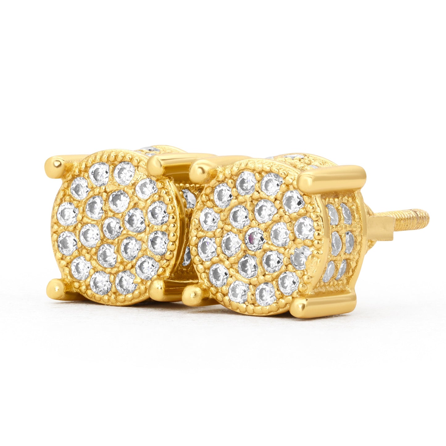 Round Micro Pave Moissanite Stud Earrings