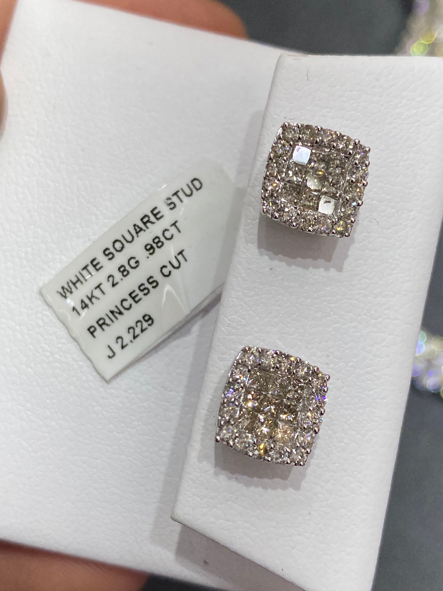14k Vs1 natural diamonds 💎 square stud 1.2 carats earrings