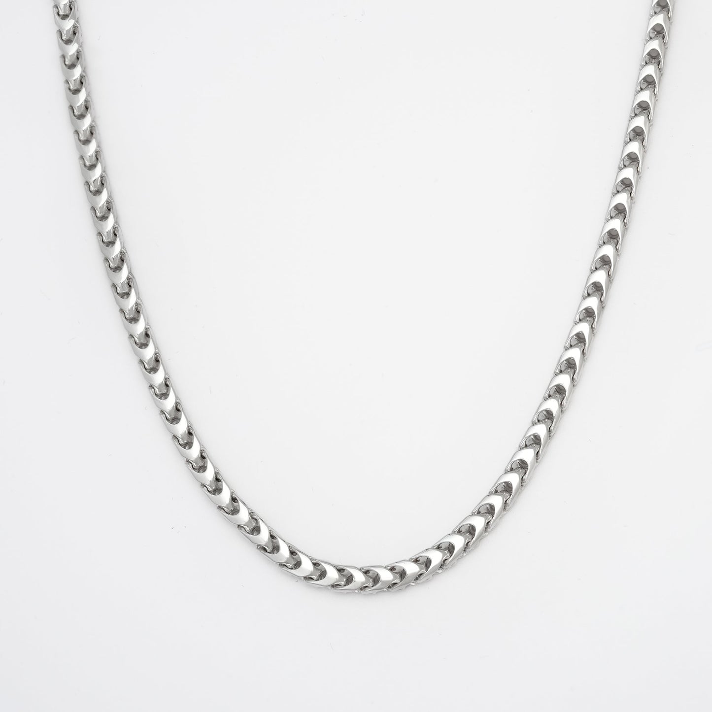 4mm S925 Franco Chain with Moissanite Clasp in White Gold