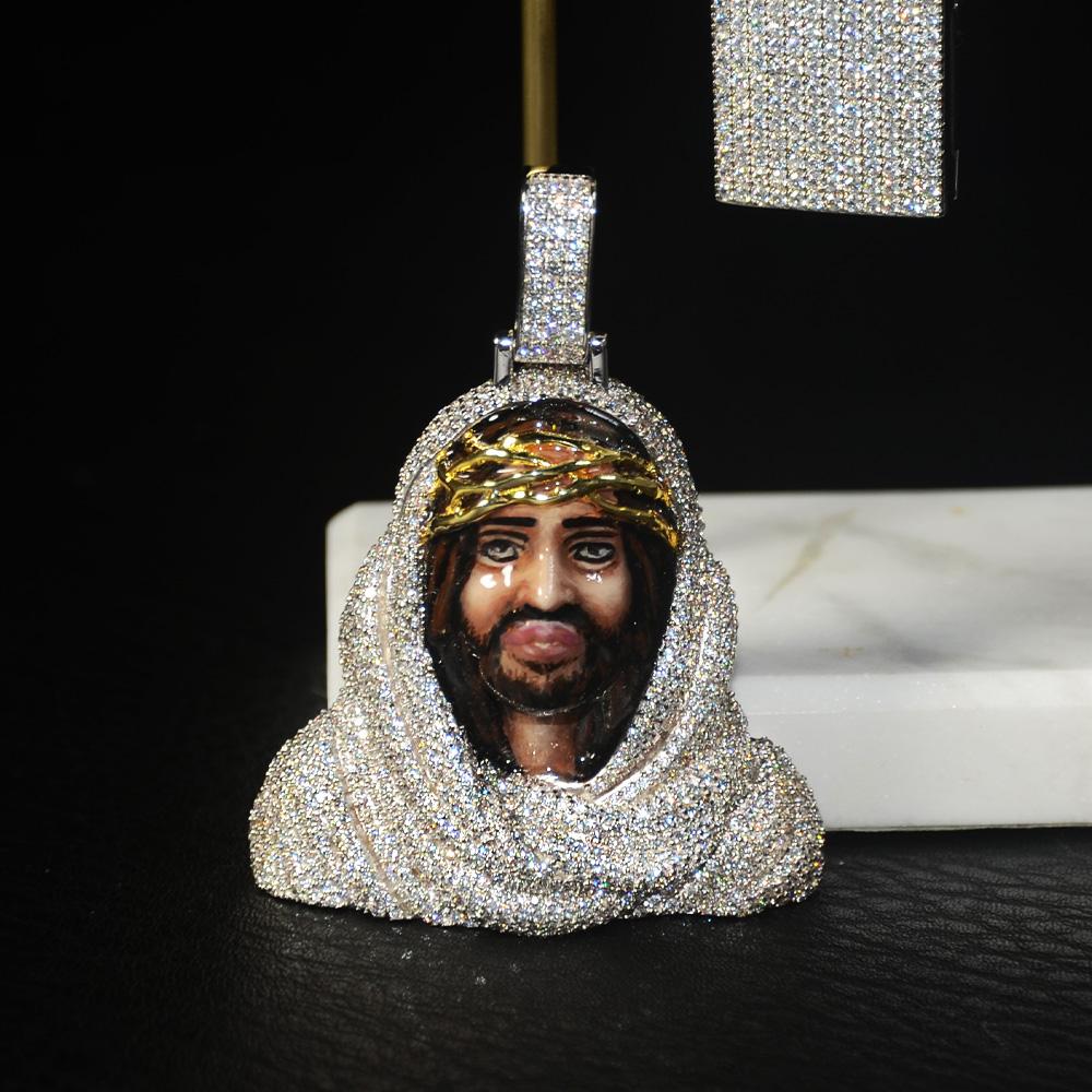3D Iced Enamel Jesus Pendant