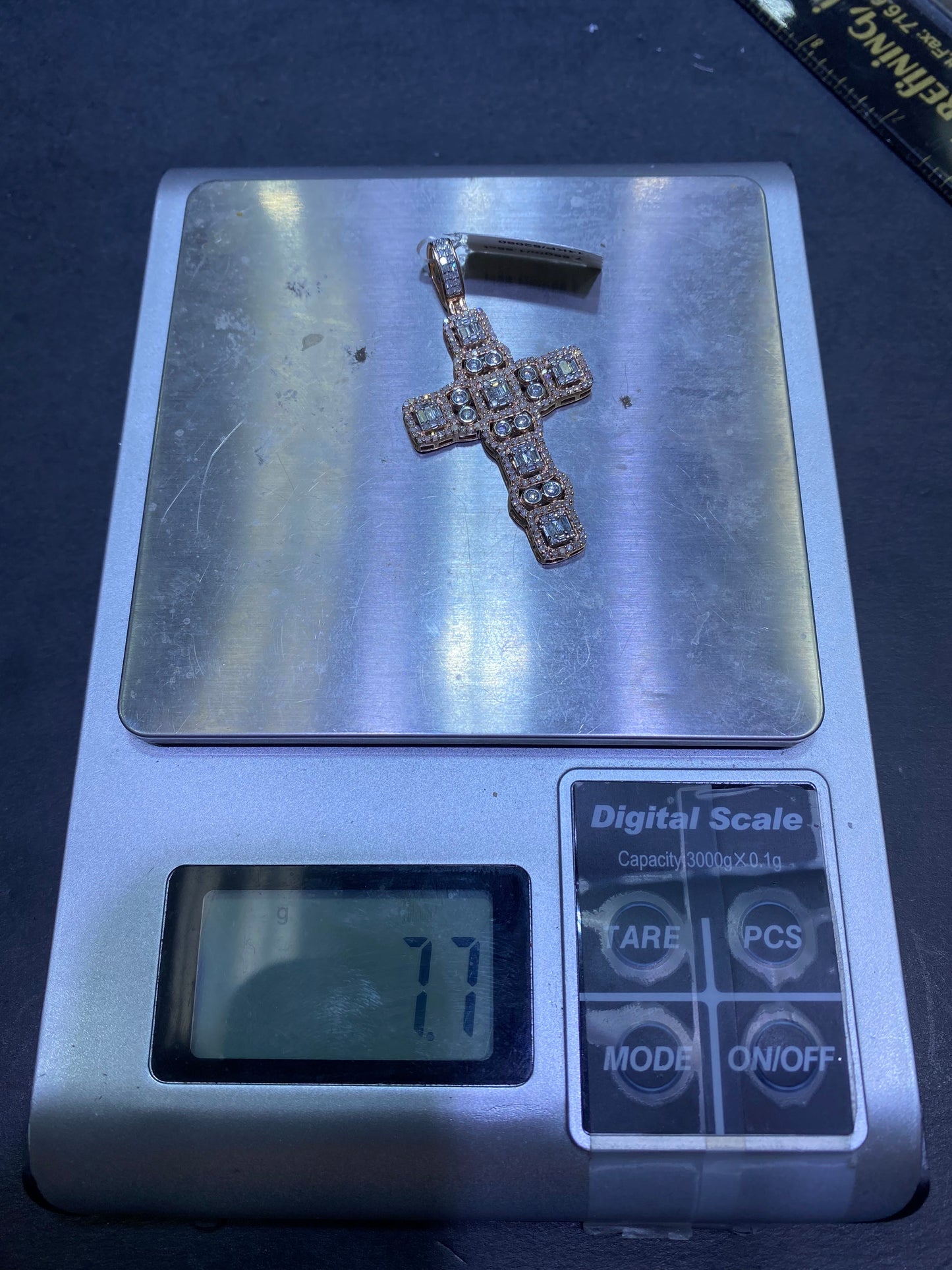 New Vvs-1 Natural Diamonds 14k Rose Gold Cross Pendant