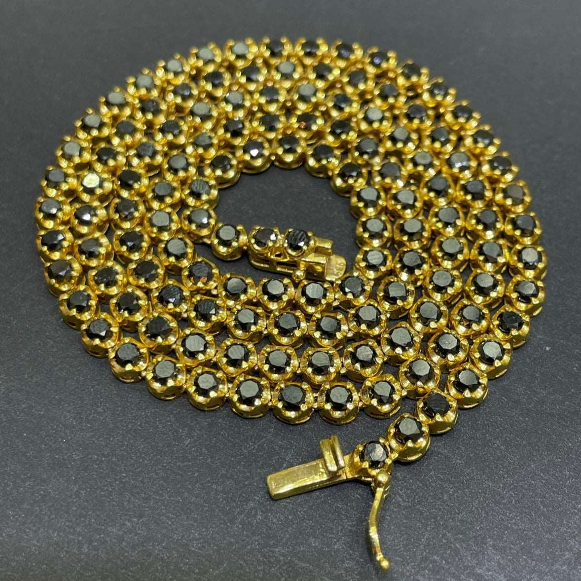 14k Black Diamond Tennis Chain 3.5-4.5MM