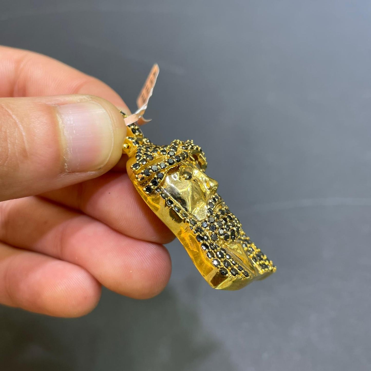 14k Black Diamond Iced Out Jesus Piece