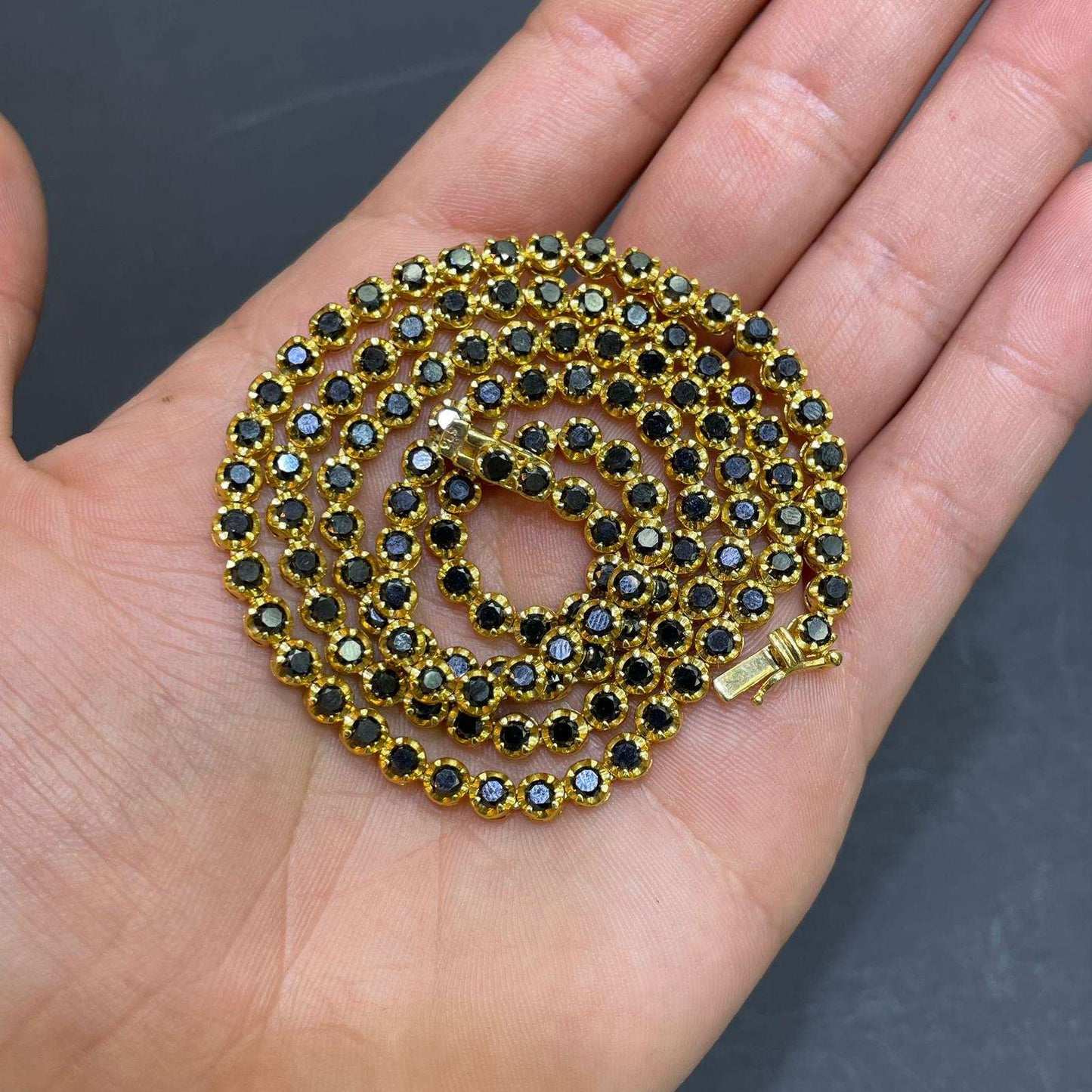 14k Black Diamond Tennis Chain 3.5-4.5MM
