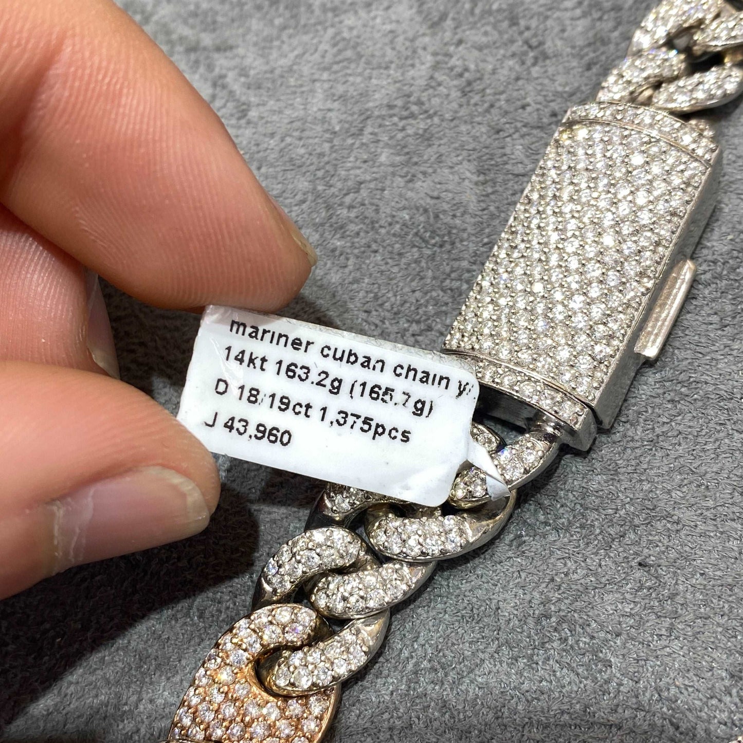 14k Bust Down Mariner Cuban Chain Rose 163 Grams | 19 ct | Two Tone