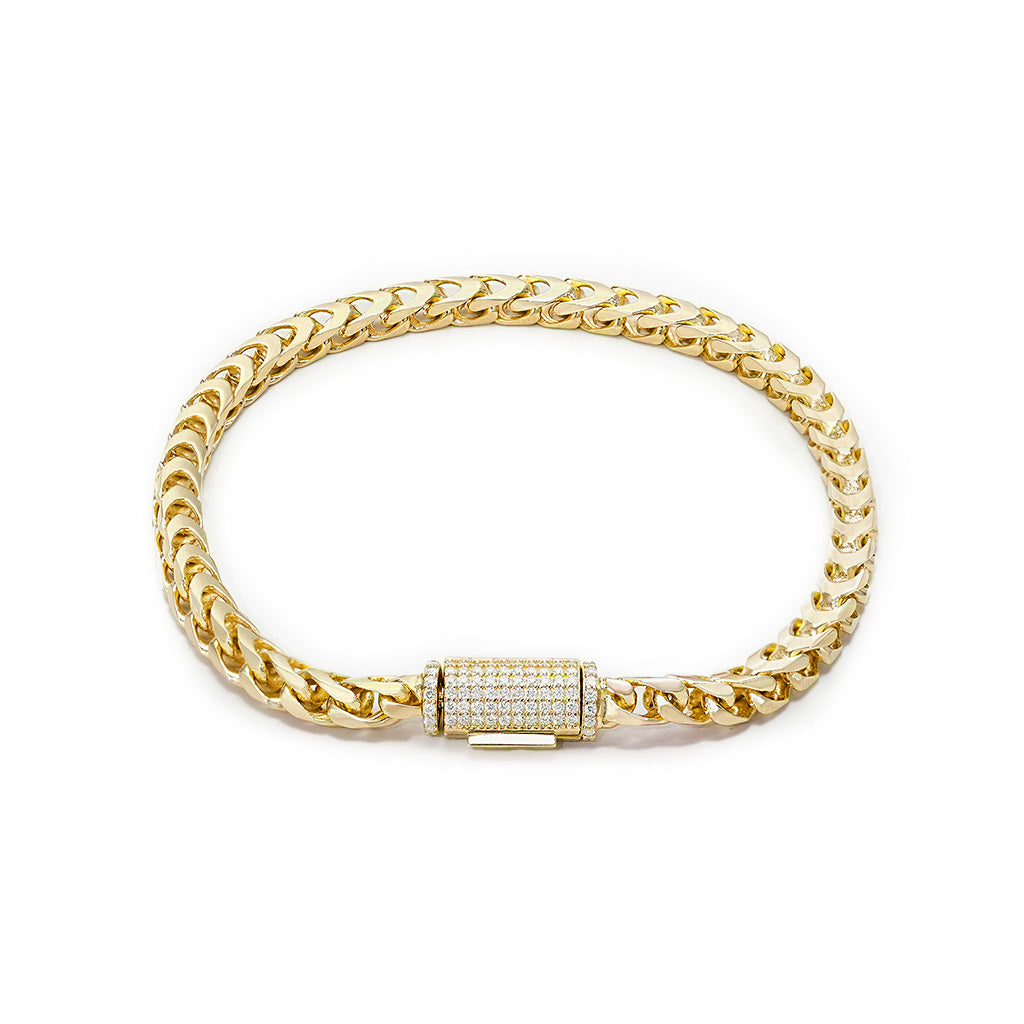 4mm S925 Franco Bracelet with Moissanite Clasp in White Gold
