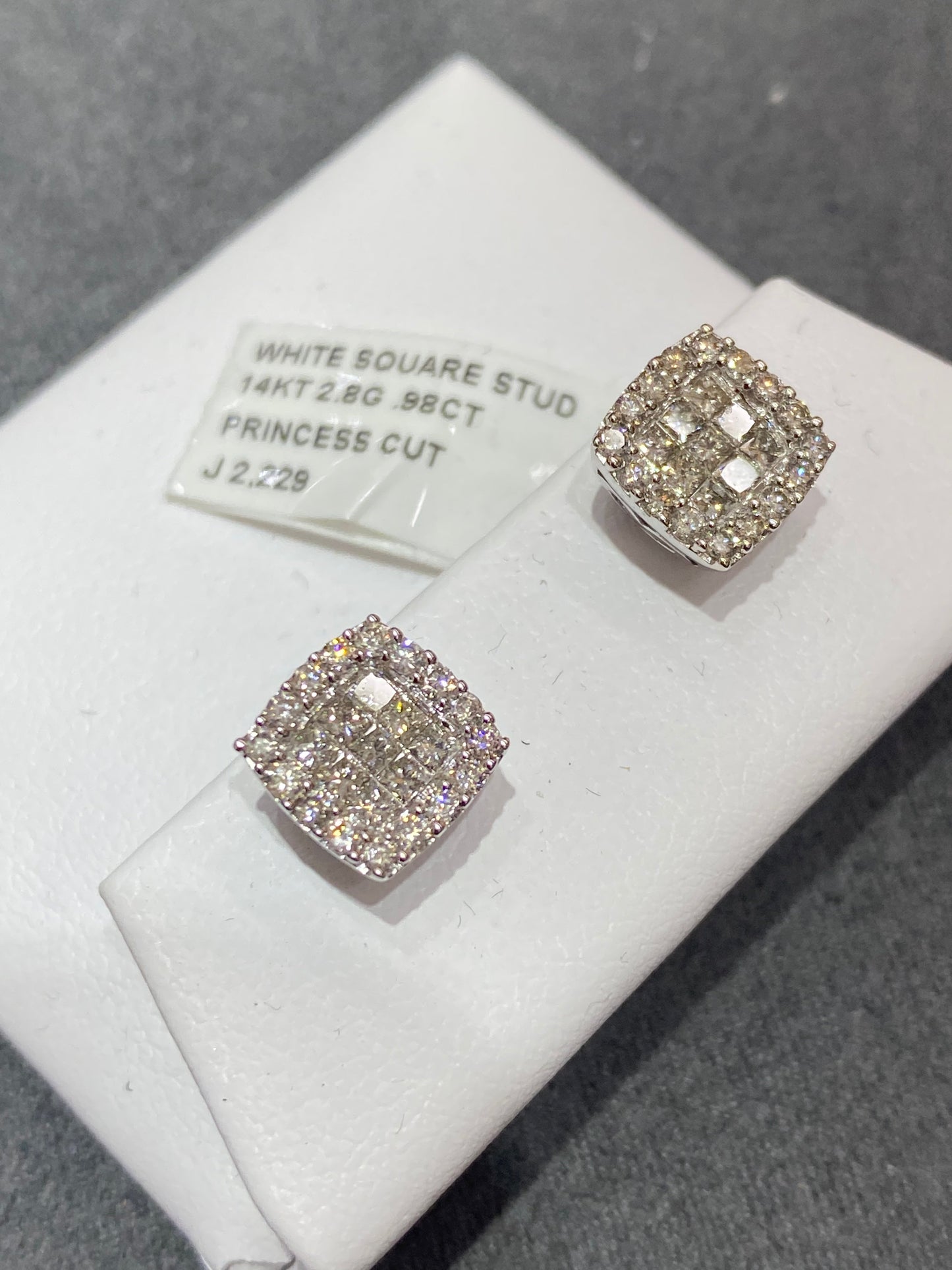 14k Vs1 natural diamonds 💎 square stud 1.2 carats earrings