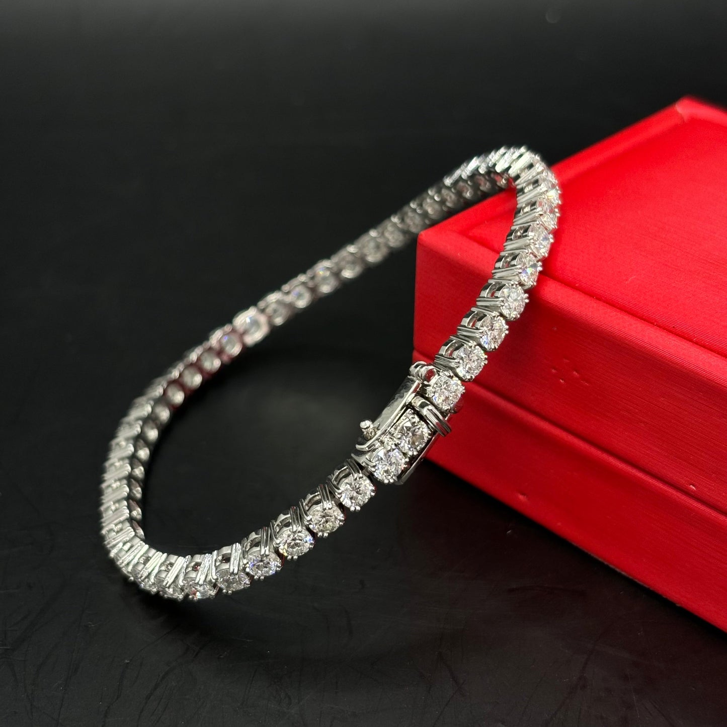 14k VVS Bust Down Bracelet White Gold CVD Diamond
