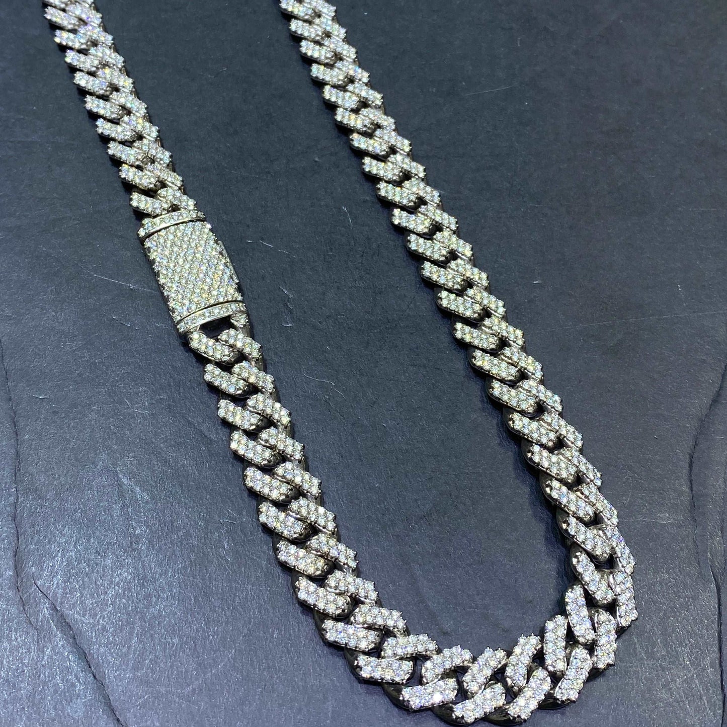 10k ICED MIAMI CUBAN LINK 24cts.t.w. VS1 Diamonds | White Gold | "Iced Bust Down" Chain