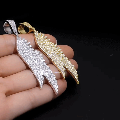 Moissanite Double Wings Pendant in Sterling Silver