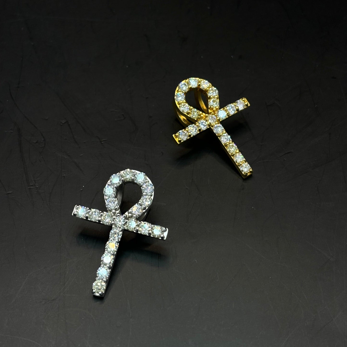 14k VVS-1 Iced Out Ankh Cross Pendant