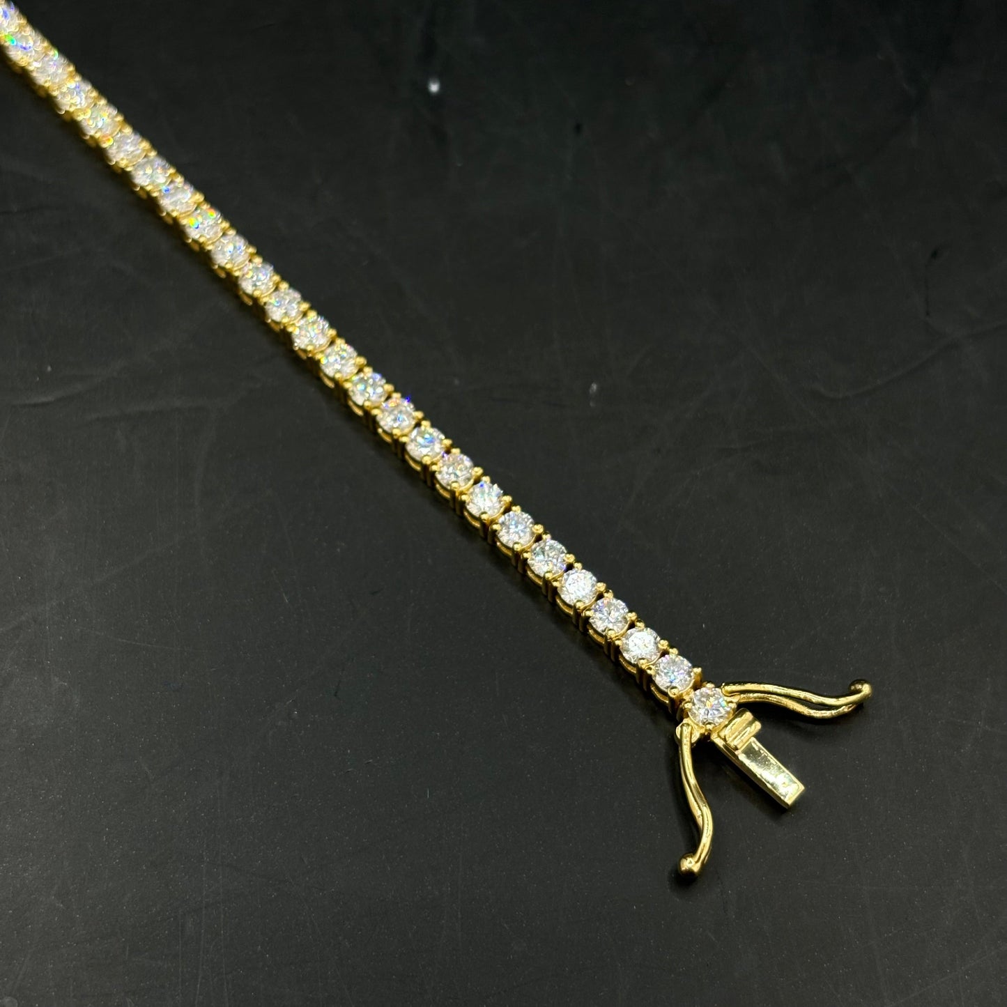 14k CVD VVS Bust Down Lab Bracelet Yellow Gold