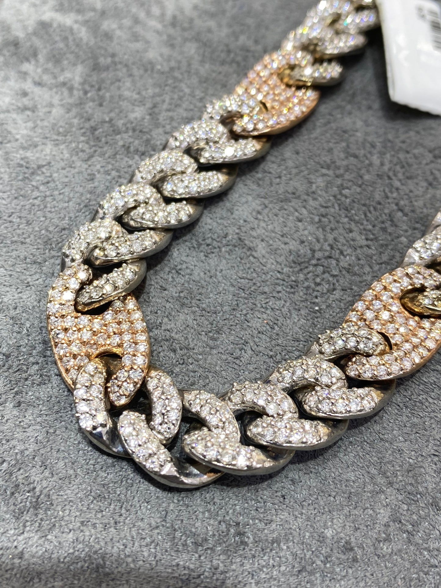 14k Bust Down Mariner Cuban Chain Rose 163 Grams | 19 ct | Two Tone