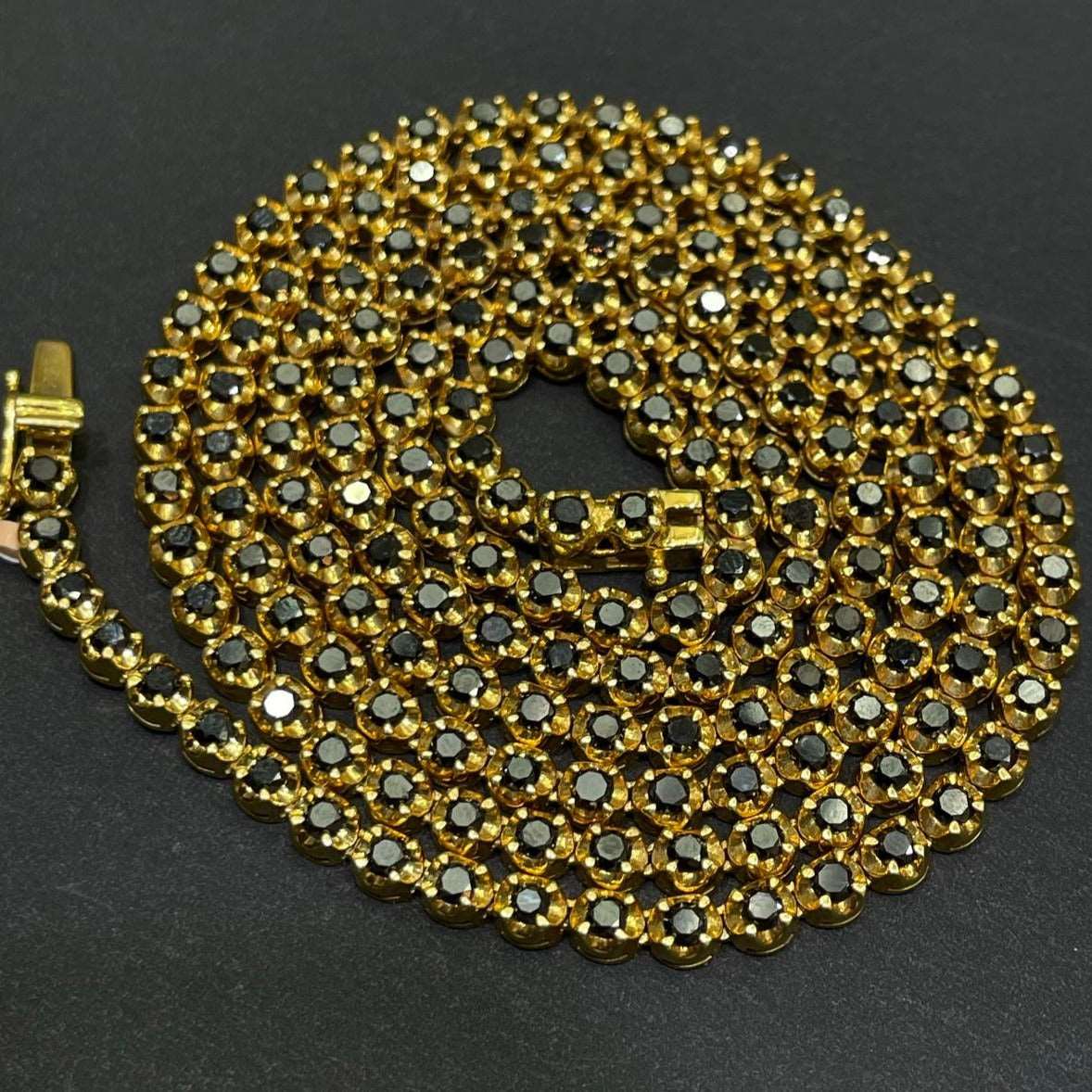 14k Black Diamond Tennis Chain 3.5-4.5MM
