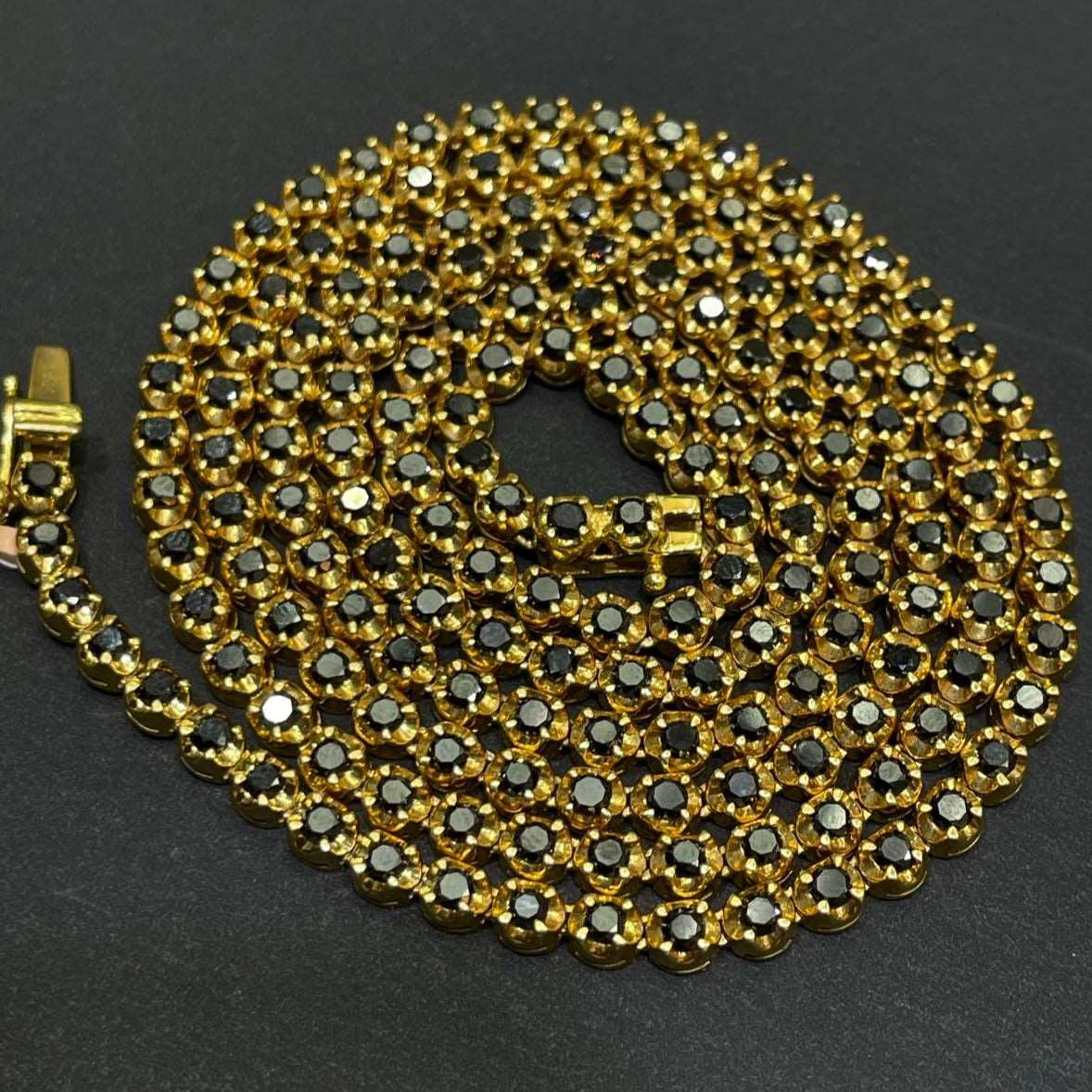 14k Black Diamond Tennis Chain 3.5-4.5MM