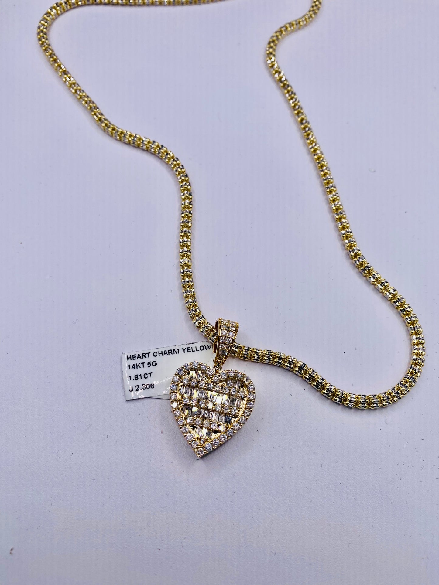 New 14k Heart❤️ Pendant Baguettes Vs1 Natural Diamonds 1.8 cts.t.w