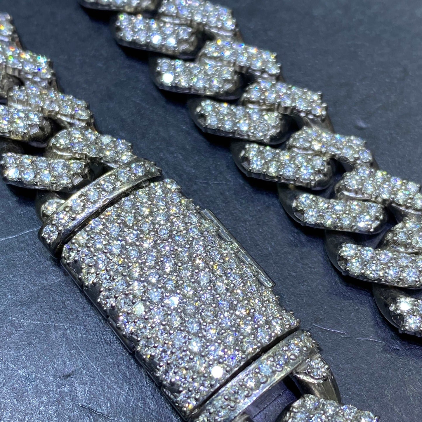 10k ICED MIAMI CUBAN LINK 24cts.t.w. VS1 Diamonds | White Gold | "Iced Bust Down" Chain