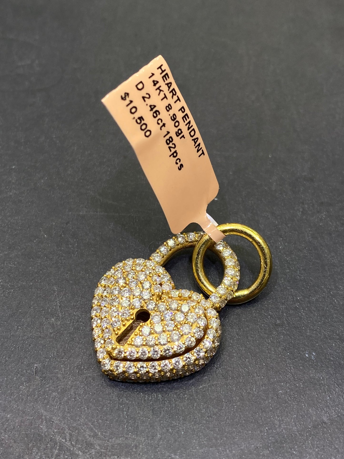 New14k pendant Love ❤️ heart lock Vs1 3cts.t.w.