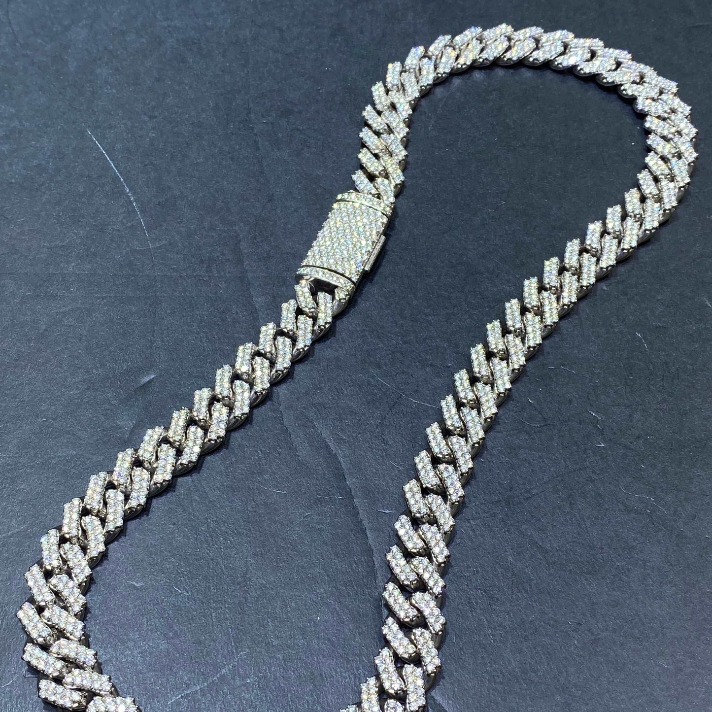 10k ICED MIAMI CUBAN LINK 24cts.t.w. VS1 Diamonds | White Gold | "Iced Bust Down" Chain