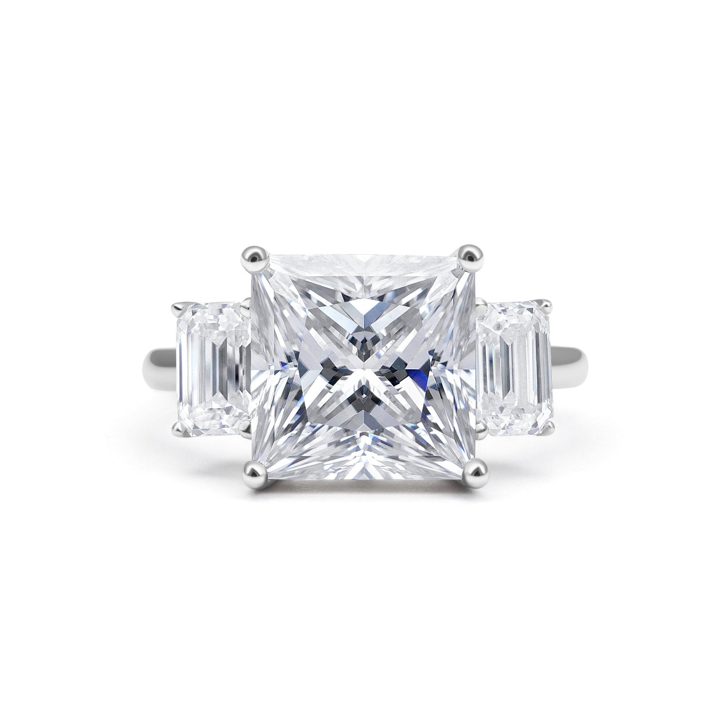 Three Stone Princess Cut Moissanite Ring