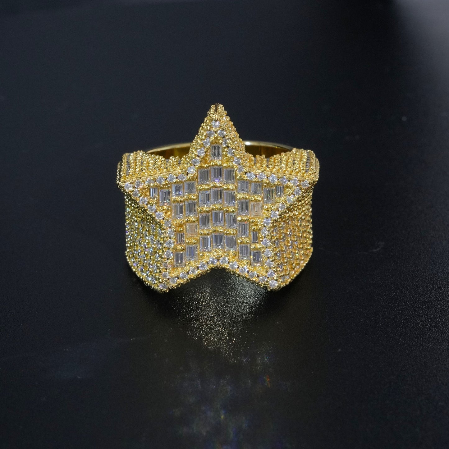 Moissanite Baguette Star Ring