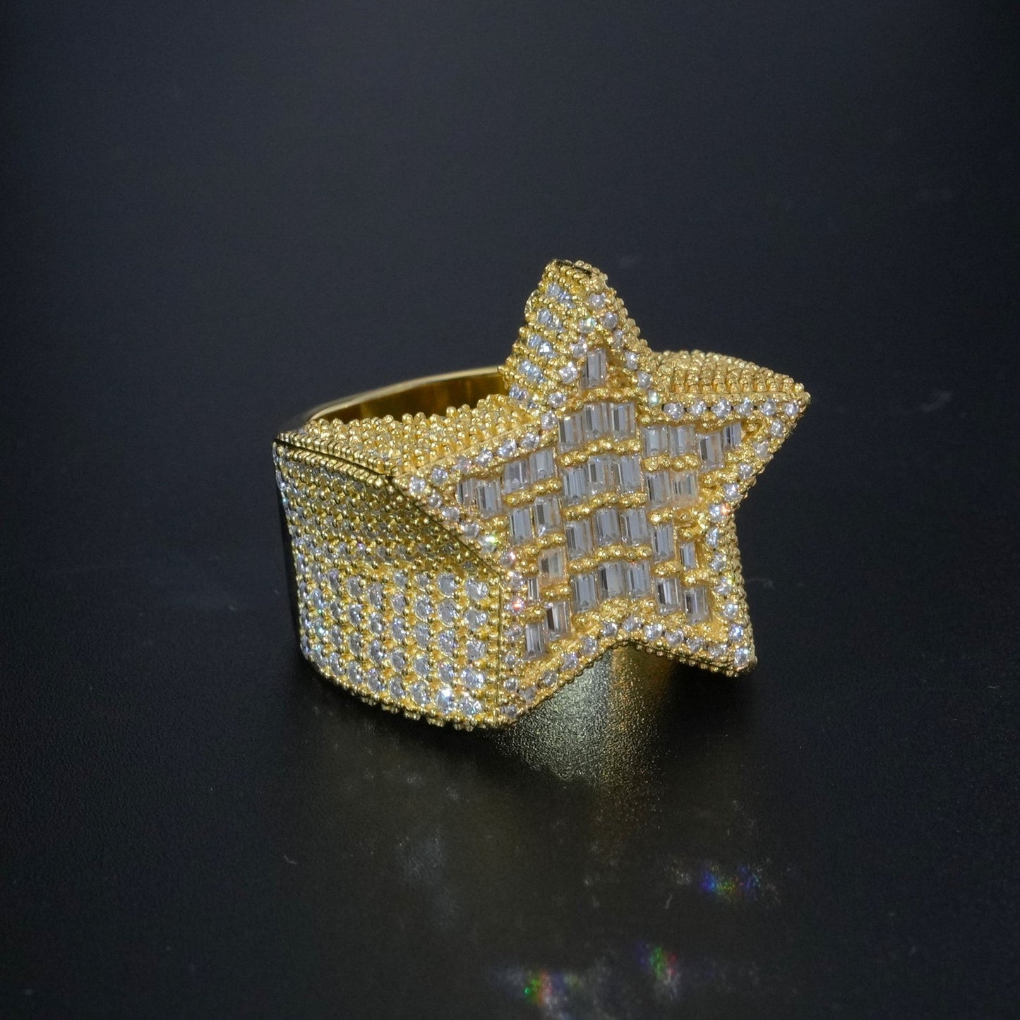 Moissanite Baguette Star Ring