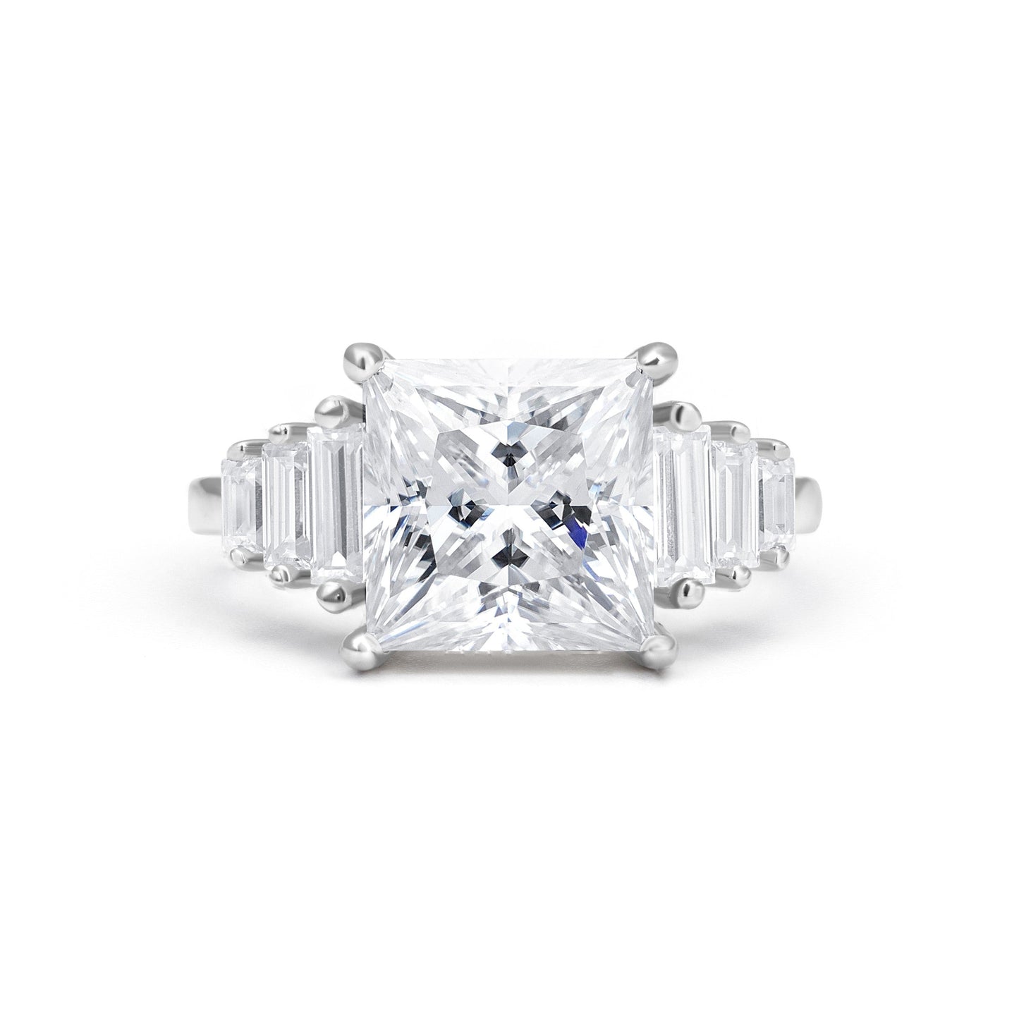 Tri-Baguette Princess Cut Moissanite Ring