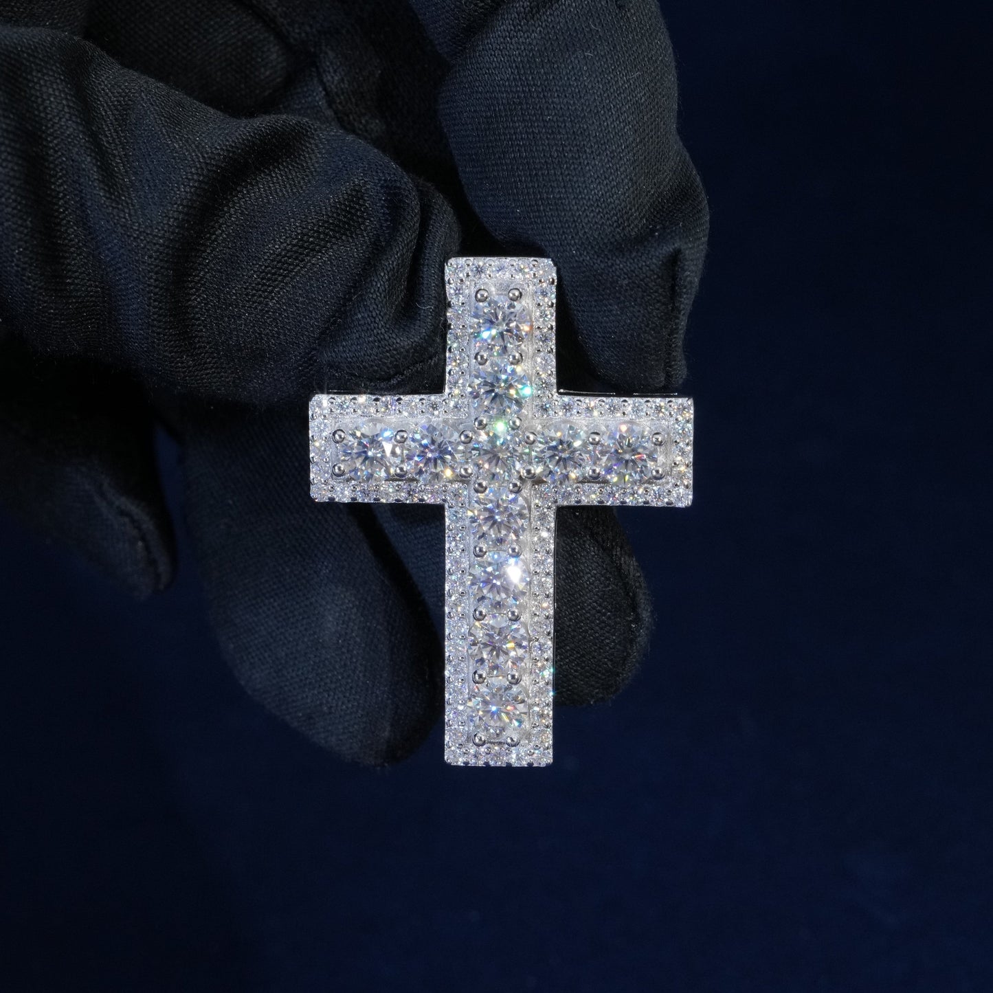 Colorful Moissanite Cross Pendant Necklace