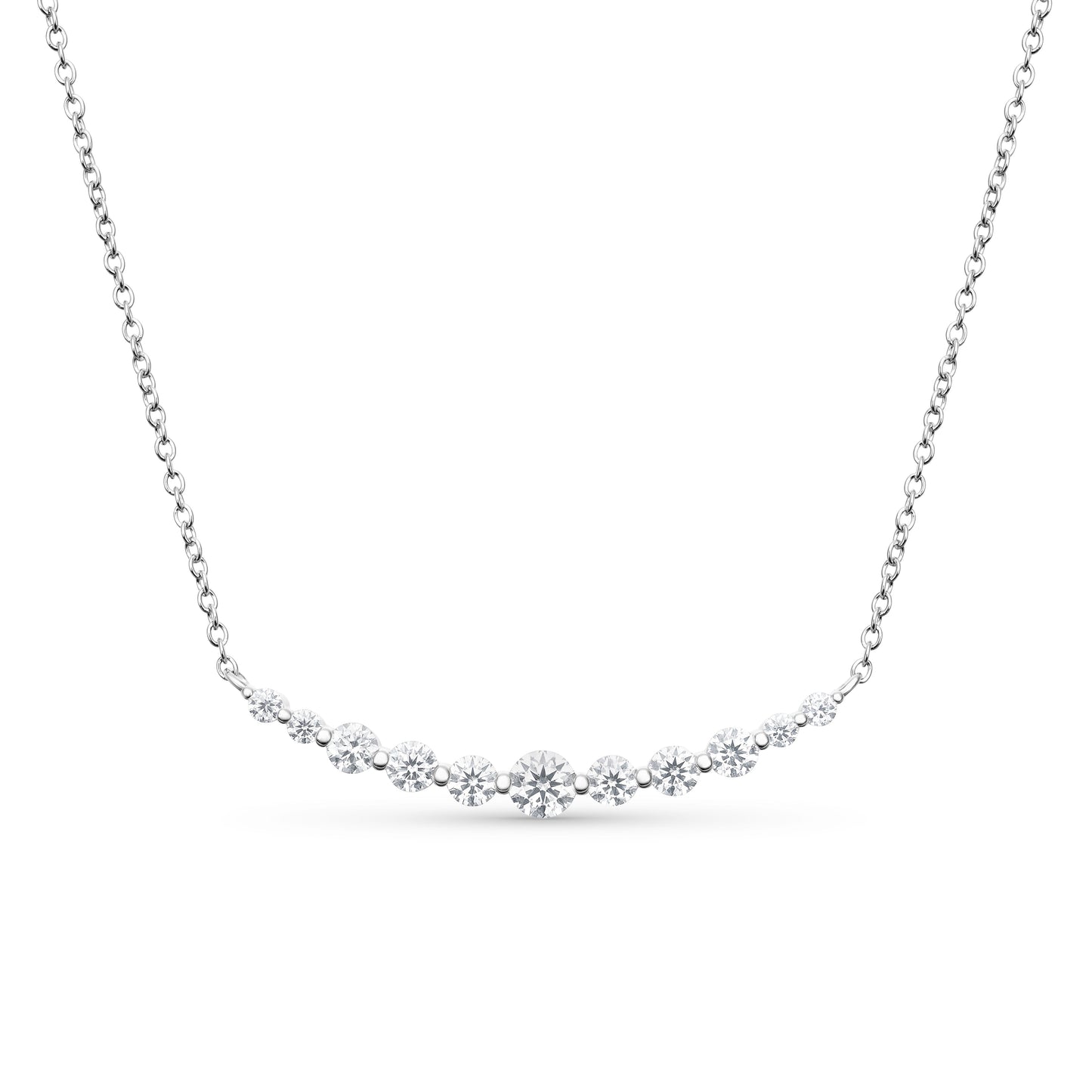 Undec Diamond Curved Bar Necklace